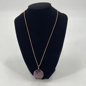 Blown Glass gold tone chain necklace